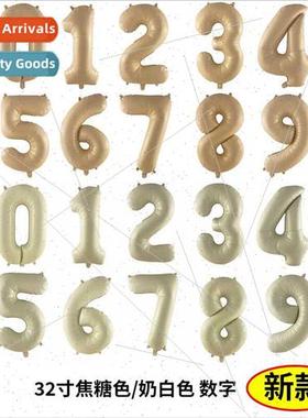 32 inch US  caramel cream numbers aluminium film balloons in