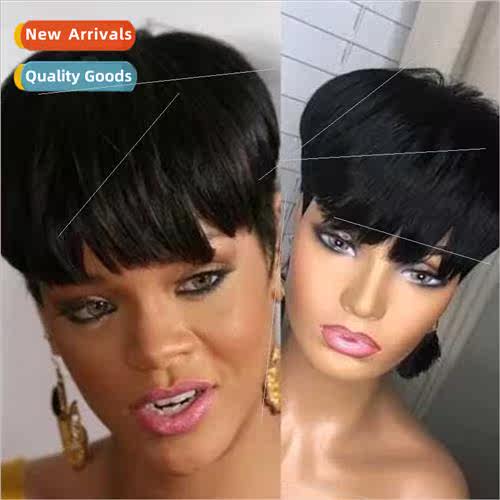 Women Short Black Chemical Fiber High Temperature lk Wig Uni