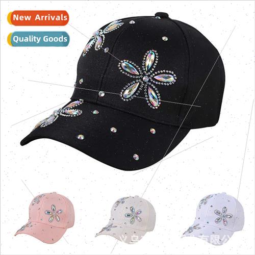 flowers rhinestone baseball cap female versatile sun-shading