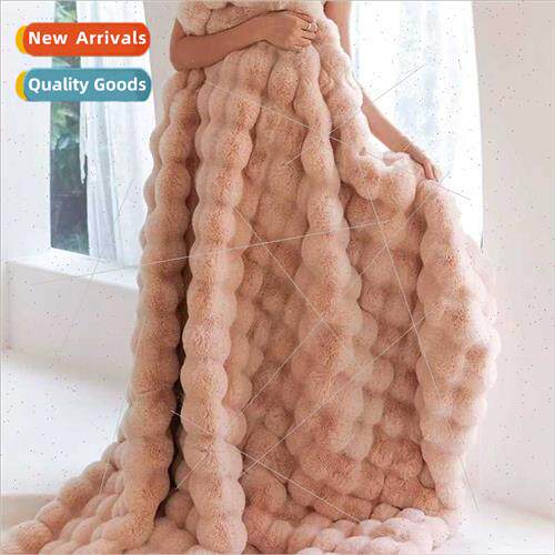 ght luxury bubble rabb plush blanket sofa blanket nap shawl