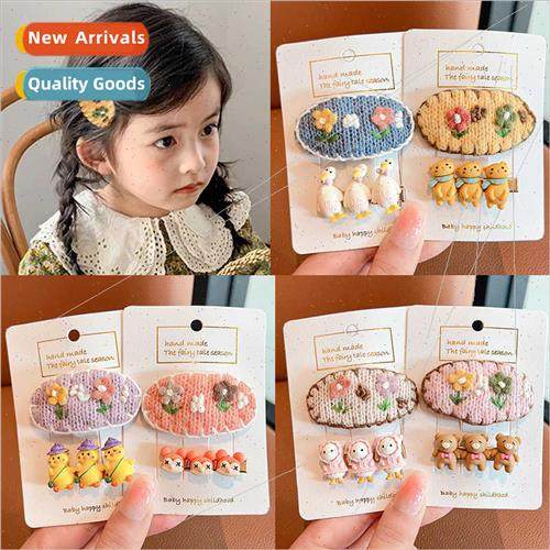 Girls flower hair clips headdress cute children broken hair