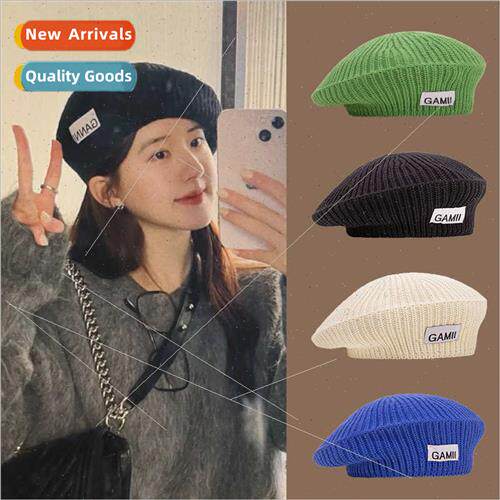 Autumn new warm letter patch wool kn cap new    beret hat