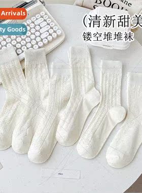 Whe socks female fall winter skeleton mesh breathable mid-ca