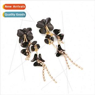 ZA exaggerated light luxury wind long flowers inlaid diamond