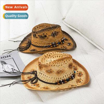 Spring summer men women rolled edge Shi jazz cowboy straw ha