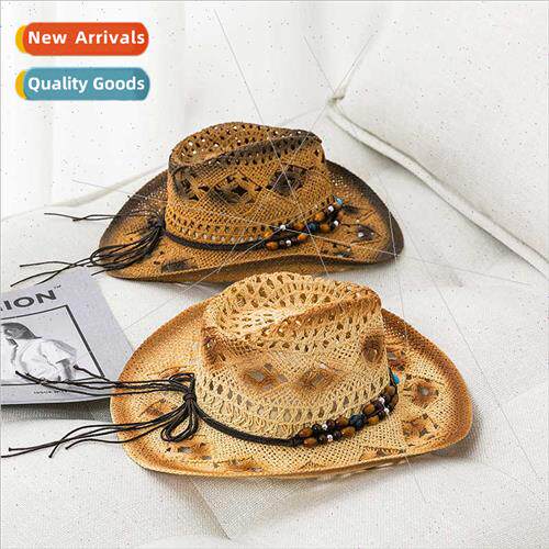 Spring summer men women rolled edge Shi jazz cowboy straw ha