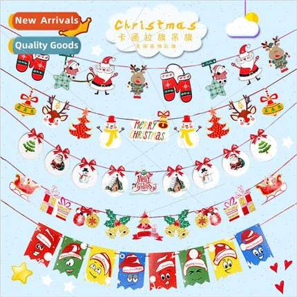 new Christmas paper decoration supplies pull flag hanging fl