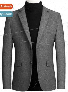 Autumn winter tweed jacket men business casual solid color m