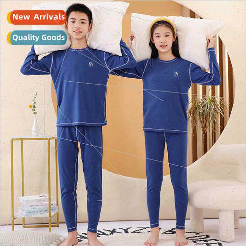 Teenagers plain warm fleece underwear set middle large boys