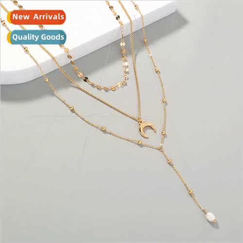 jewelry fashion crescent tassel pcs multi-layer necklace nat