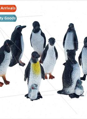 8 plastic penguin model set toys static solid ornaments mari