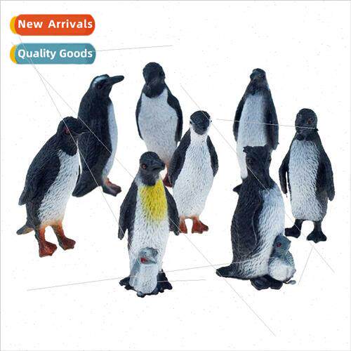 8 plastic penguin model set toys static solid ornaments mari