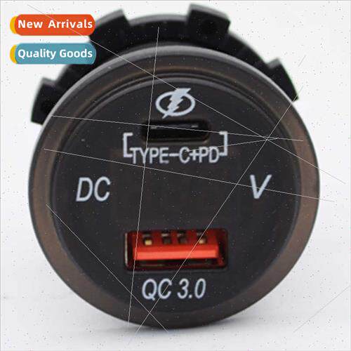 Car Modification QC3.0USB Fast Charger+TYPE-C wh Voltmeter D