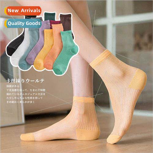 Spring summer new women glass stockings thin transparent can