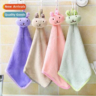 Cute bunny thickened coral fleece htowel hangable absorbent
