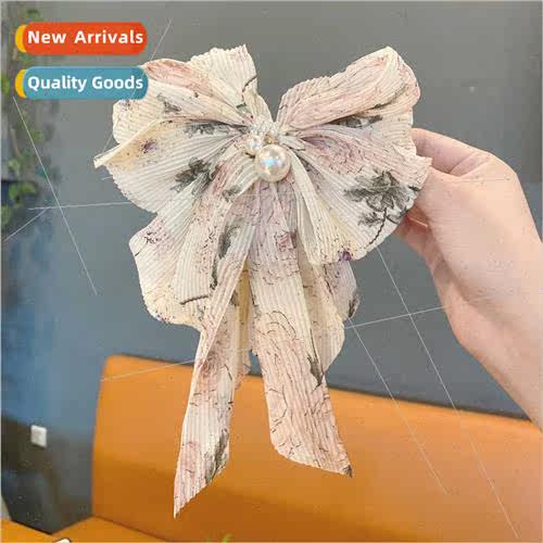 New large bow floral hair clips back head hairpin headdress