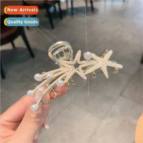 New Korean star rhinestone pearl hair clips back head hair v