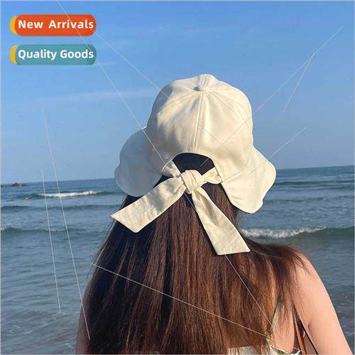 Bow tie large brim sun hat female summer UV protection large