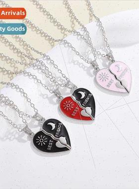 new best firends best friend heart necklace sun moon patchwo