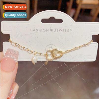 Koreasimple delicate double love heart bracelet female pearl