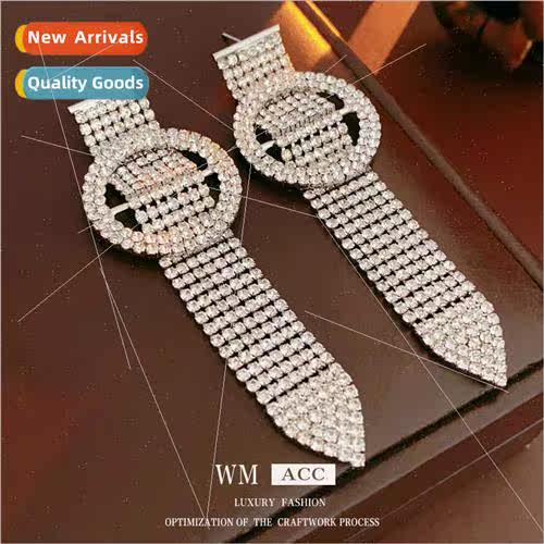 lver needle wh diamonds round hollow long earrings Europe ea