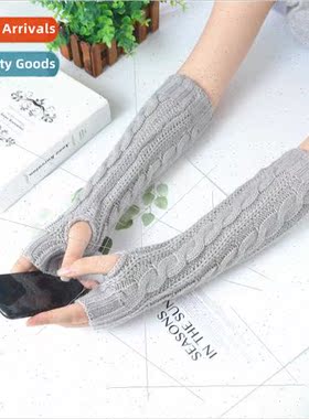 Winter Warm Sleeve Cover Ladies Long Woolen Gloves Missing F