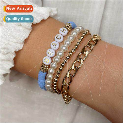 New Bohemian Summer Soft Ceramic Alphabet Bracelet Women Bea