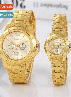 2 pairs watches Fake three eyes 4 digal steel band men women