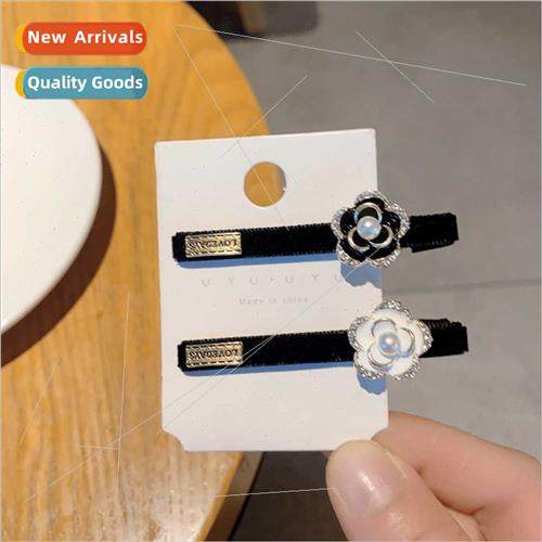 Camellia velvet hair clips female fall winter side bangs tem