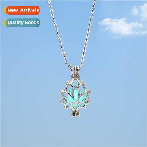 Hip hop ins hollow lotus pendant necklace female students ti