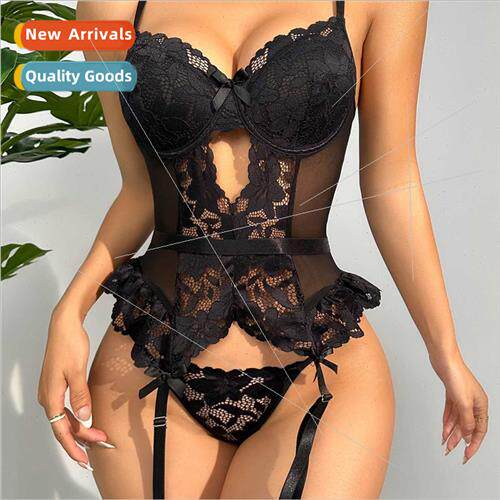 ins2023 black lace sexy splicing see-through slimming wh leg