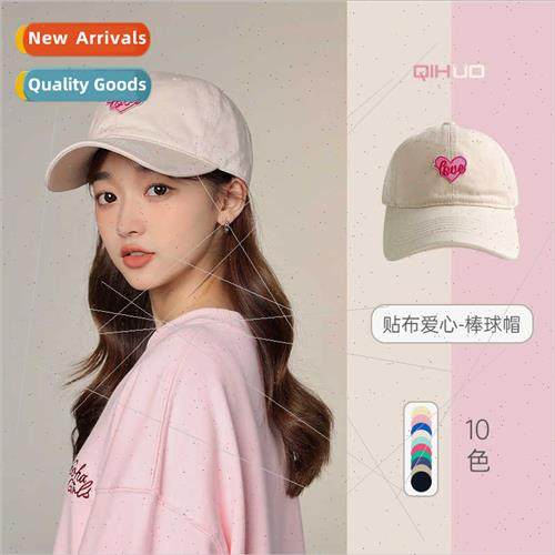 Patch love baseball cap women  casual versatile washed soft