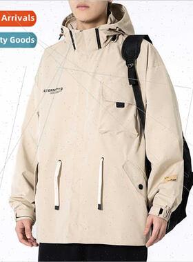 Jacket men autumn paragraph hooded work jacket men 2023 new