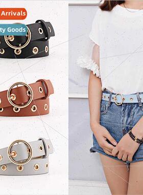 Korea round buckle wide belt pu women decorative belt hipste