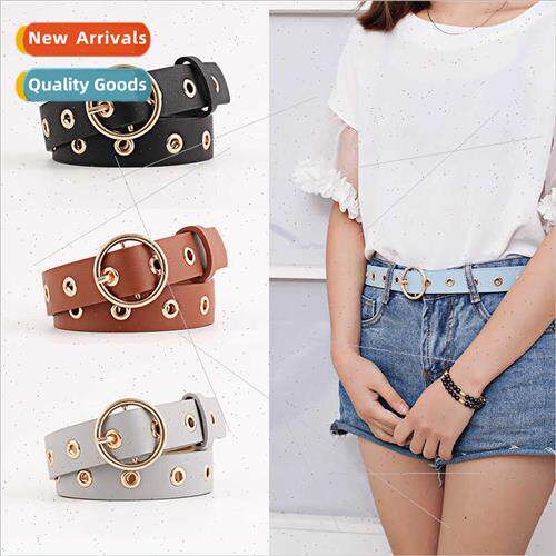 Korea round buckle wide belt pu women decorative belt hipste