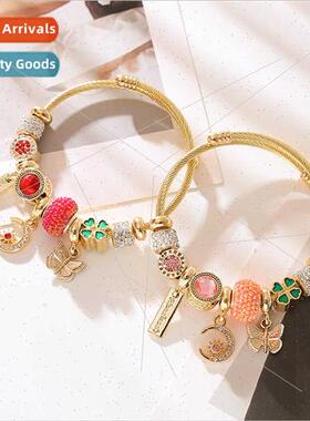 DIY beaded bracelet diamond moon butterfly couple bracelet a