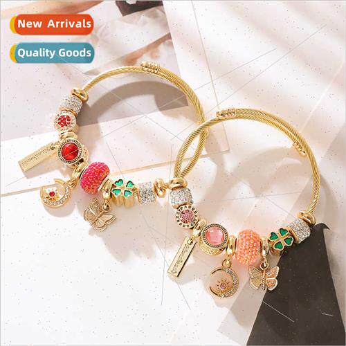 DIY beaded bracelet diamond moon butterfly couple bracelet a
