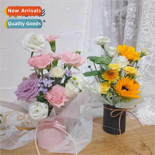 Miniature small round bucket flower arrangement small gift b