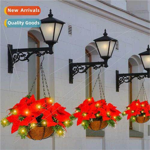 Red Christmas Flower Hanging Basket 2023Mall Wall Hanging Do