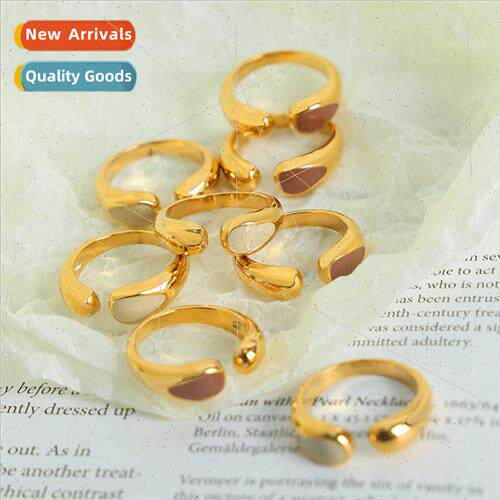Fashion niche opening drip oil tanium steel gold-plated ring