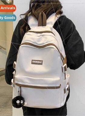 Pure color simple schoolbag Hundreds fresh sweet shoulder ba
