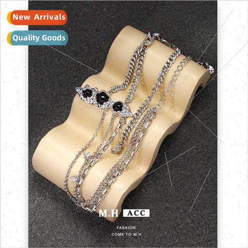 Obsidian multi-layer necklace women versatile Europe sweater