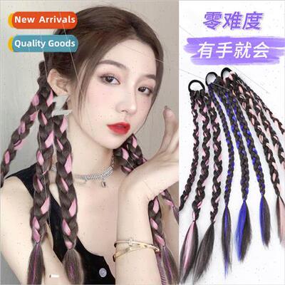 Wig braids summer fishbone braid double ponytail simulation