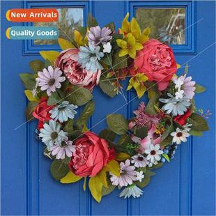 Wreath Wall Decoration Spring Daisy Home Flo Peony
