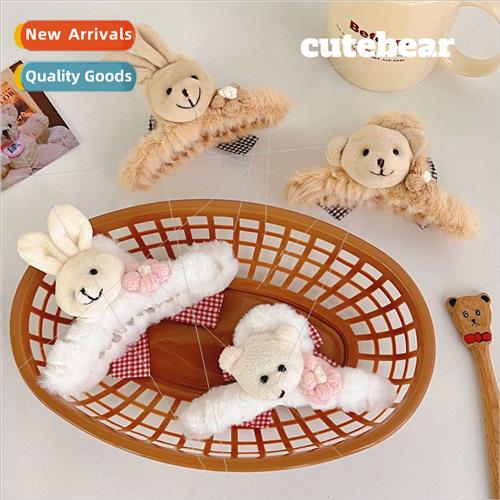 Plush grab clip hairpin back head sweet large clip students