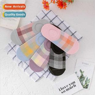 short women shallow cotton tide Plaid ins socks