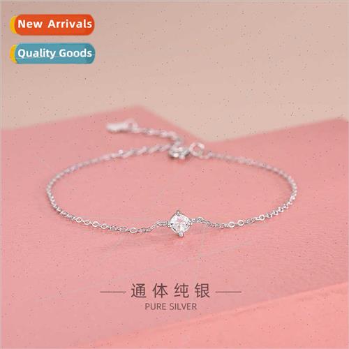 s925 silver plated 14 gold Japan single diamond zircon brace