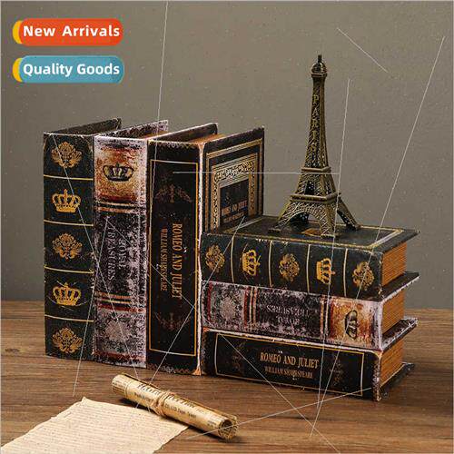 Europe retro fake book box home study bookcase ornaments woo