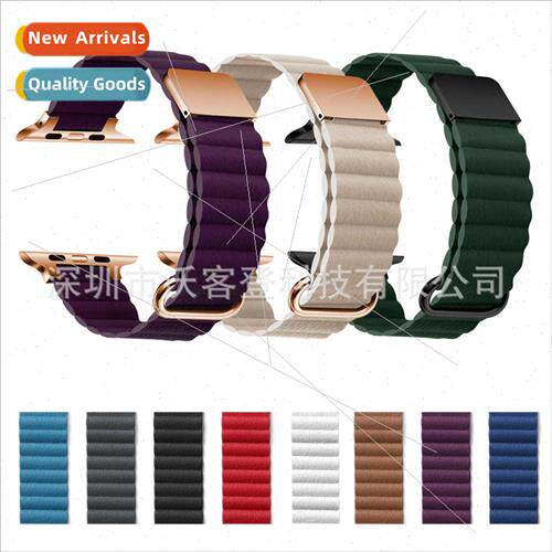 适用Apple reverse buckle magnetic leather strap apple watch8