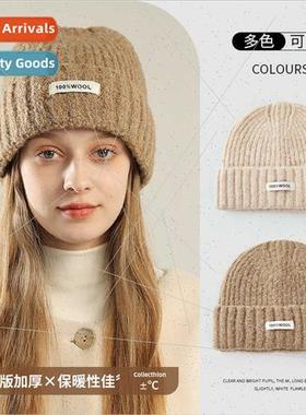 Autumn winter warm wool cap female Korean  wildly obvious fa